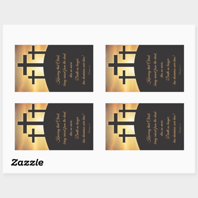 Happy Easter Three Crosses on Calvary Rectangular Sticker (Sheet)