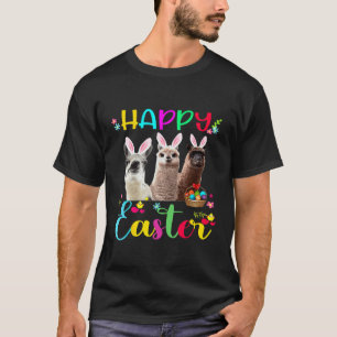 Happy Easter Three Llama Wear Bunny Ears Bunny Egg T-Shirt