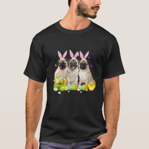 Happy Easter Three Pug Wearing Bunny Ear Dog Lover T-Shirt