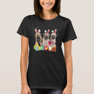 Happy Easter Three Pug Wearing Bunny Ear Dog T-Shirt