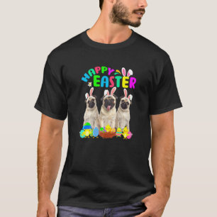 Happy Easter Three Pug Wearing Bunny Ear Pug T-Shirt