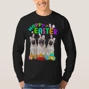 Happy Easter Three Pug Wearing Bunny Ear Pug T-Shirt