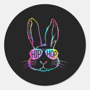 Happy Easter Tie Dye Bunny Sungles Hip Hop Men Wom Classic Round Sticker