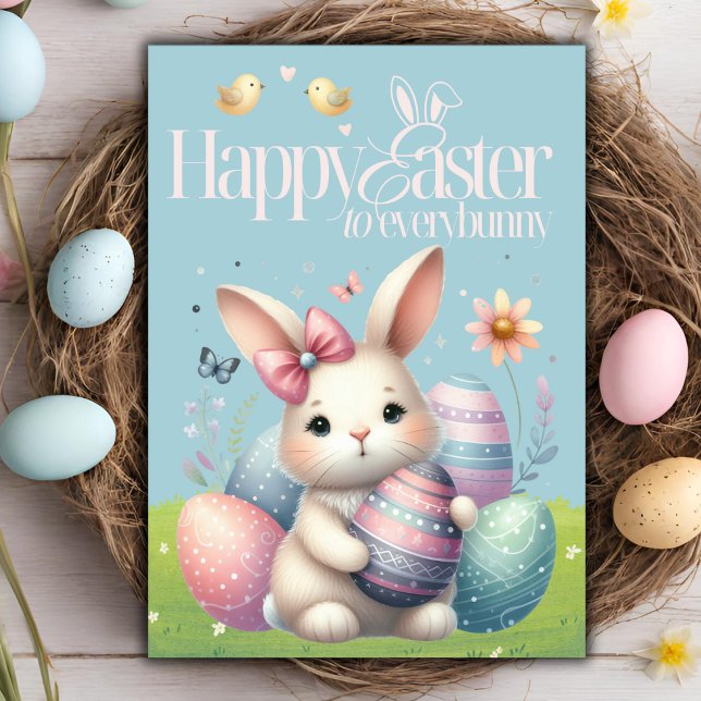 Happy Easter to Everybunny Cute Custom Easter Holiday Card (Happy Easter to Everybunny Cute Custom Easter Holiday Card)