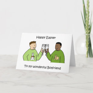Happy Easter to Gay Interracial Boyfriend Card