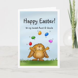 Happy Easter to my Aunt & Uncle - Juggling Bunny Holiday Card