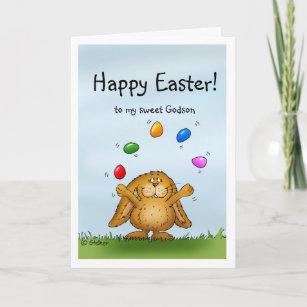 Happy Easter to my Godson- Juggling Bunny Holiday Card