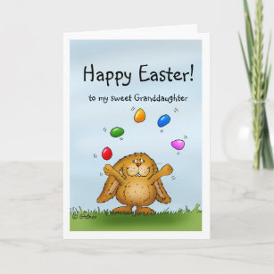 Happy Easter to my Granddaughter - Juggling Bunny Holiday Card
