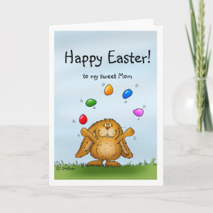 Happy Easter to my Mum - Juggling Bunny Holiday Card