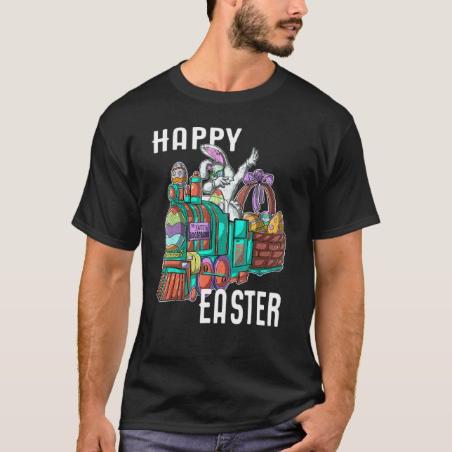 Happy Easter Train  Dabbing Bunny  For Kids T-Shirt (Front)