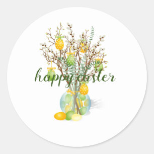 Happy Easter Tree,cute Classic Round Sticker