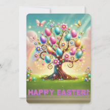 Happy Easter Tree Holiday Card