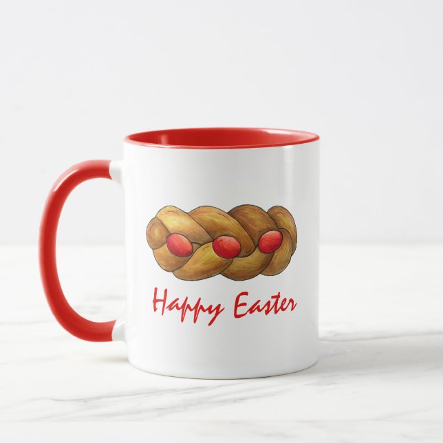 Happy Easter Tsoureki Greek Armenian Holiday Bread Mug (Left)