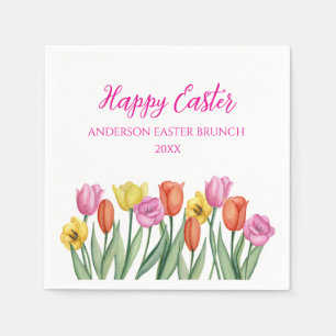 Happy Easter Tulip  Napkin