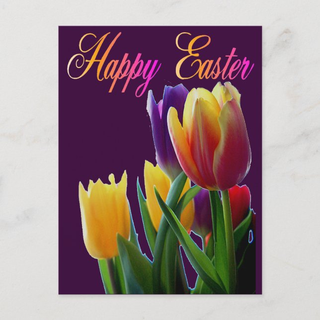 Happy Easter Tulips Greeting Cards (Front)