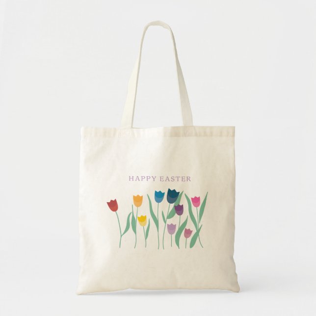 Happy Easter Tulips Tote Bag (Front)