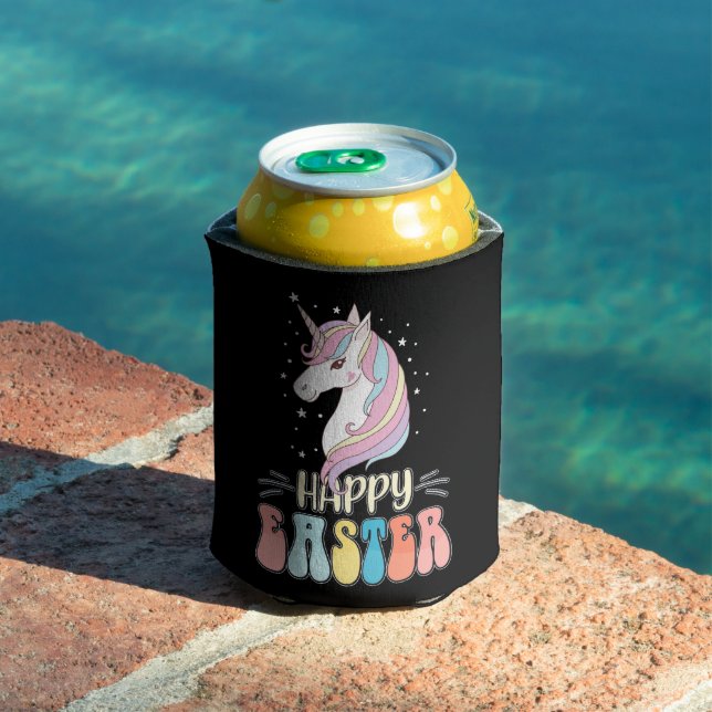 Happy Easter Unicorn Bunny Rabbit Eggs Can Cooler (In Situ Pool)