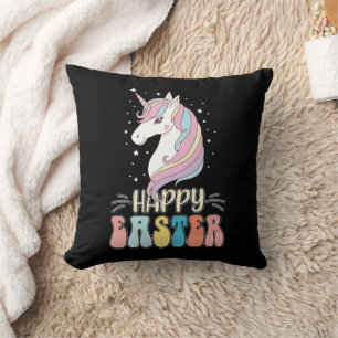 Happy Easter Unicorn Bunny Rabbit Eggs Cushion