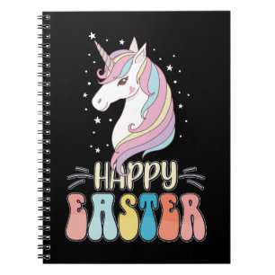 Happy Easter Unicorn Bunny Rabbit Eggs Notebook