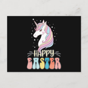 Happy Easter Unicorn Bunny Rabbit Eggs Postcard