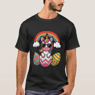 Happy Easter Unicorn With Colourful Eggs Matching  T-Shirt