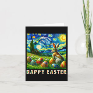 Happy Easter Van Gogh Style Bunny And Eggs  Card