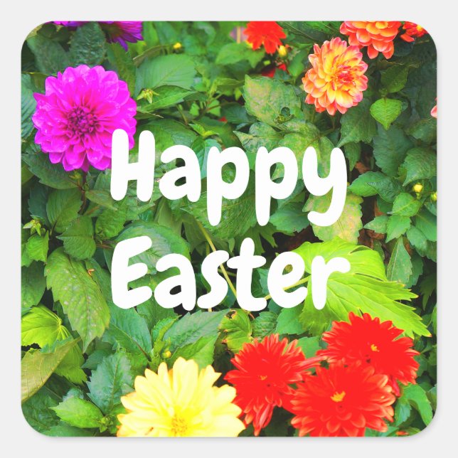 Happy Easter Various Dahlias #1-1 Stickers (Front)
