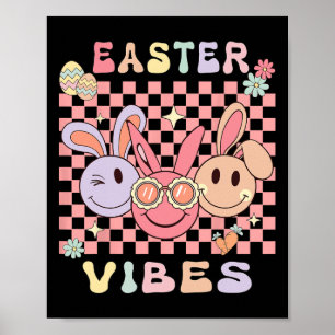 Happy Easter Vibes Bunnies Kids Toddler Girl Boys Poster