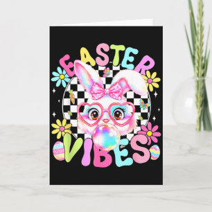 Happy Easter Vibes Cute Bunny Rabbit Bubble Gum Fa Card