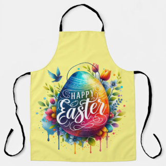 Happy Easter: Vibrant Watercolor Easter Egg Apron