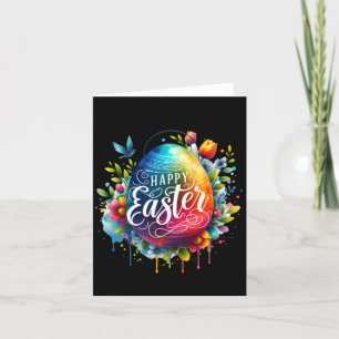 Happy Easter: Vibrant Watercolor Easter Egg Holiday Card