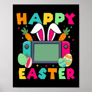 Happy Easter Video Game Bunny Gaming Controller Ga Poster