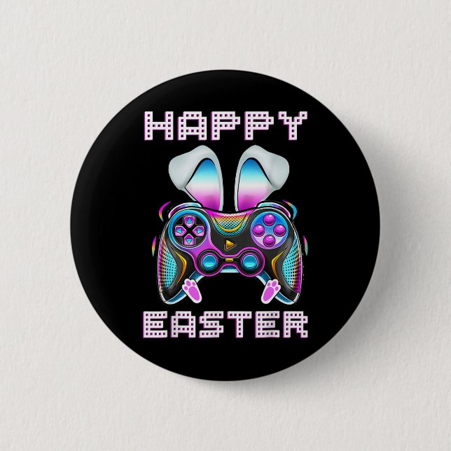 Happy Easter Video Game Controller Funny Gamer Boy 6 Cm Round Badge (Front)