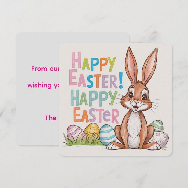 Happy Easter vintage Bunny personalised Holiday Card (Front/Back)