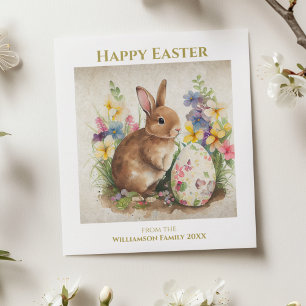 Happy Easter Vintage Bunny Rabbit Personalised Holiday Card