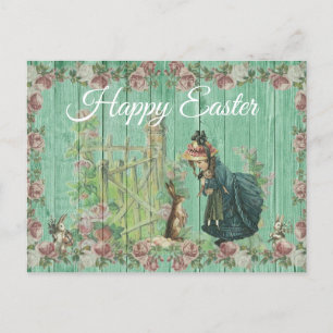 Happy Easter Vintage Bunny Rabbit postcard