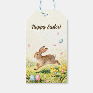 Happy Easter Vintage Bunny Spring Illustration Gift Tags