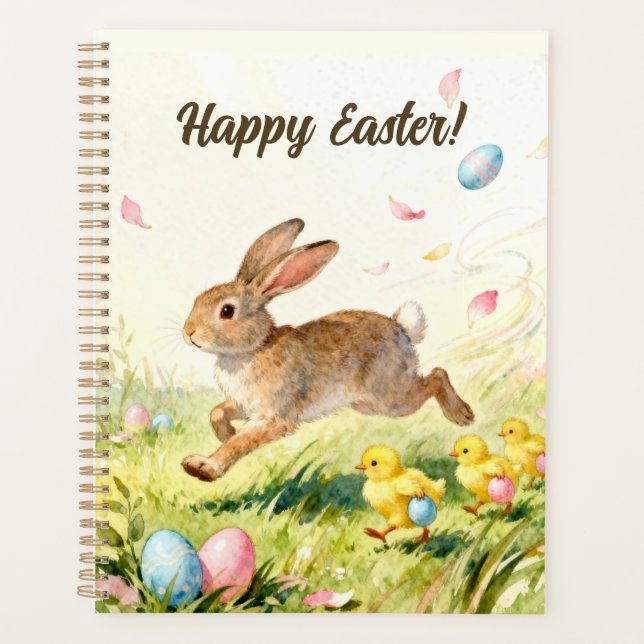 Happy Easter Vintage Bunny Spring Illustration Planner (Front)