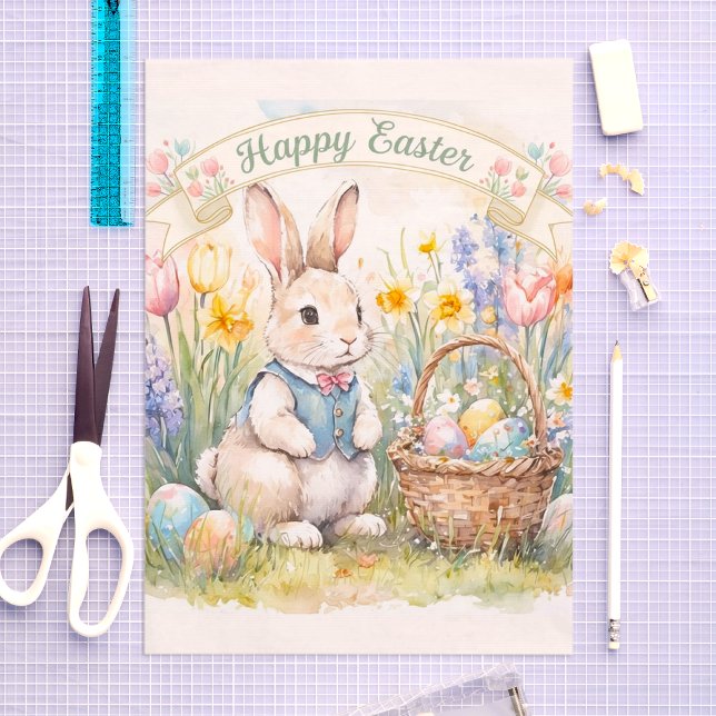 Happy Easter Vintage Bunny  Tissue Paper (Creator Uploaded)