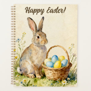 Happy Easter Vintage Bunny with Egg Basket Planner