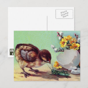 Happy Easter. Vintage Chick  Holiday Postcard