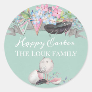 Happy Easter Vintage Favor Classic Round Sticker