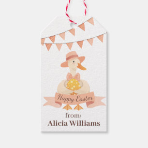 Happy Easter Vintage pink Silly Goose egg Gift Tags