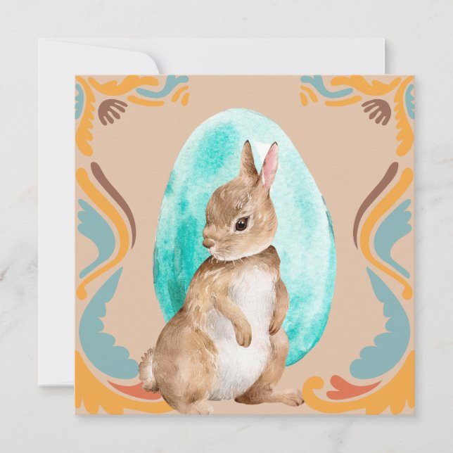 Happy Easter- Vintage Style Bunny Card (Front)