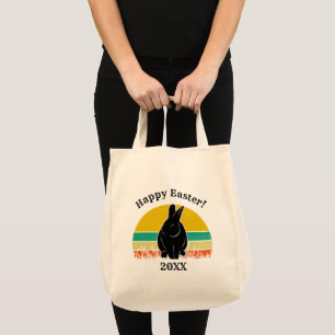 Happy Easter Vintage Sunset Bunny Silhouette Tote Bag