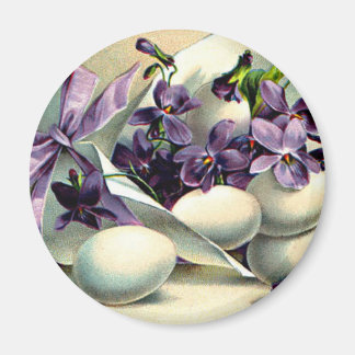 Happy Easter Violets & Eggs Vintage Magnet