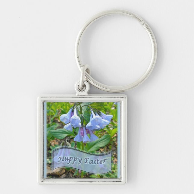 Happy Easter Virginia Bluebells Key Ring (Front)