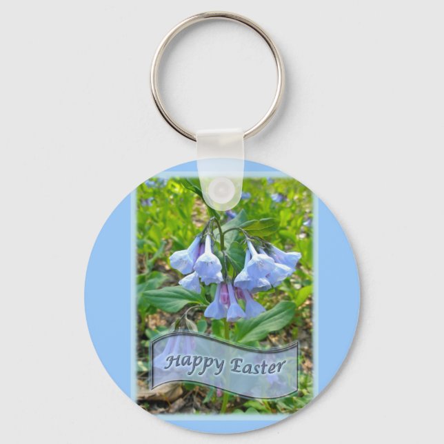 Happy Easter Virginia Bluebells Key Ring (Front)