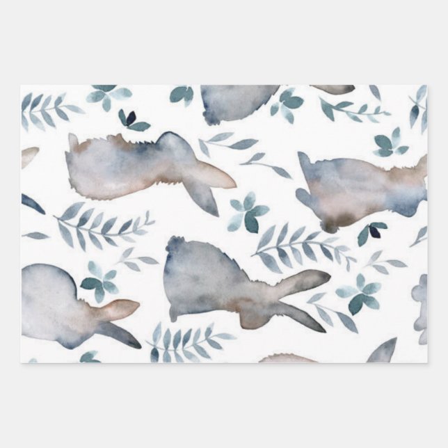 Happy Easter Wall Art Print Bunnies  Wrapping Paper Sheet (Front)