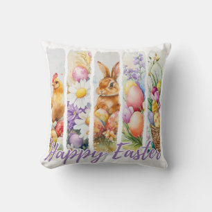 Happy Easter Watercolor Design Cushion